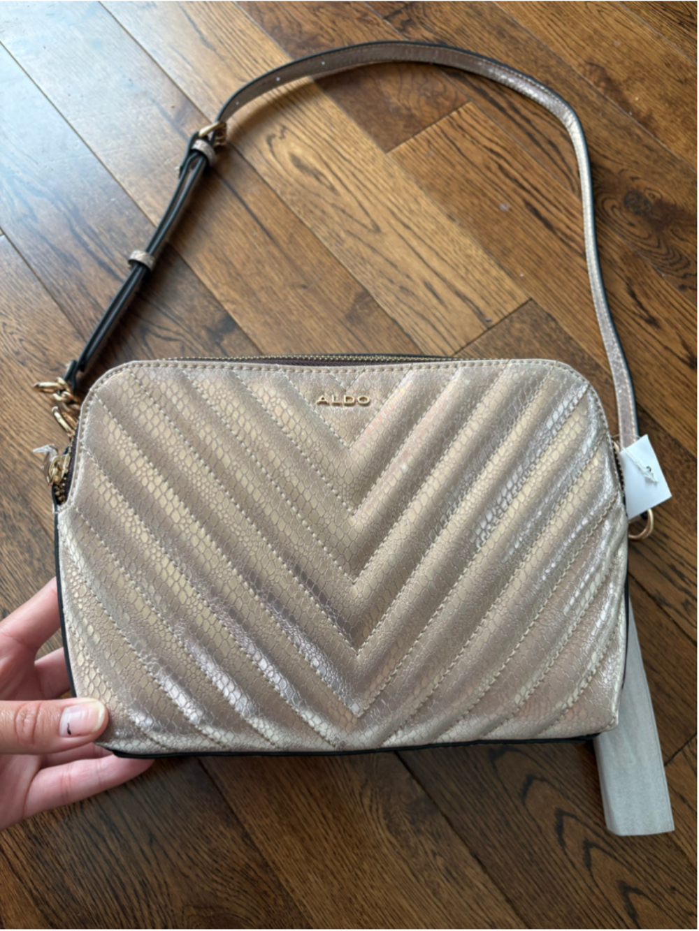ALDO Quilted Gold Crossbody Bag